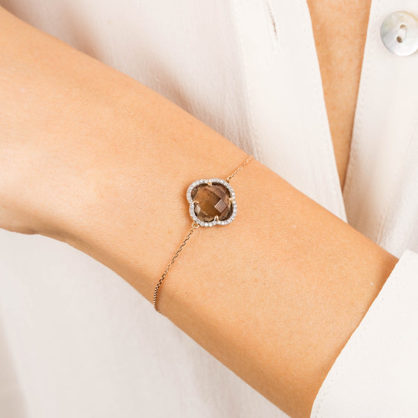 Bracelet Victoria | Rose Gold | Smoky Quartz + Diamonds