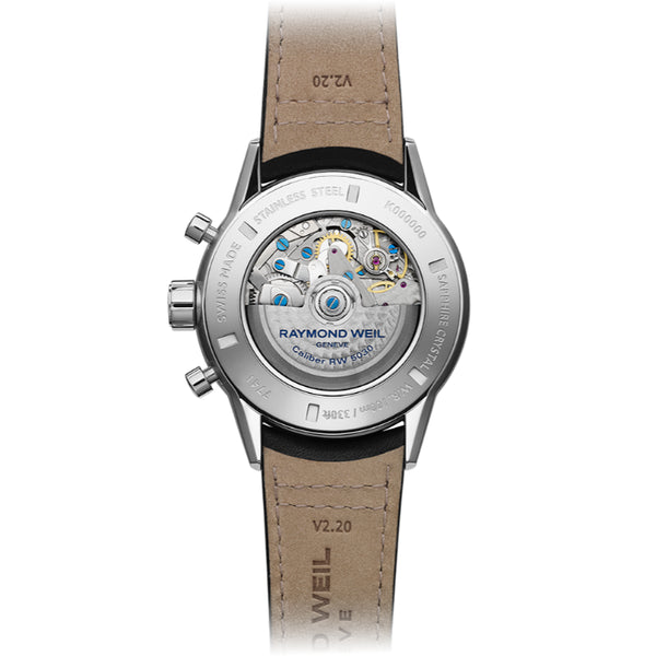 Freelancer Men's Automatic Chronograph Black Leather Strap Watch | 43.5mm