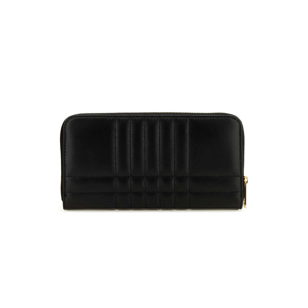 Lola Zipped Quilted Leather Wallet | Black/Light Gold