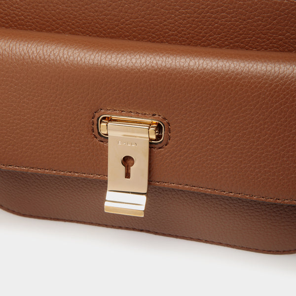 Lock Me | WoSmall Crossbody Bag in Brown Grained Leather