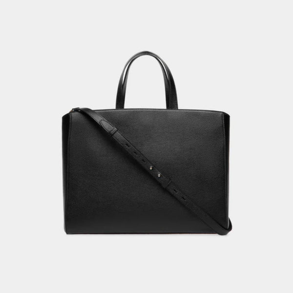 Lock Me | WoTote Bag In Black Grained Leather