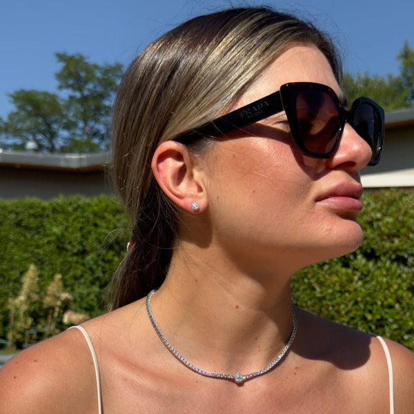 Classic Pear Center Tennis Silver Choker