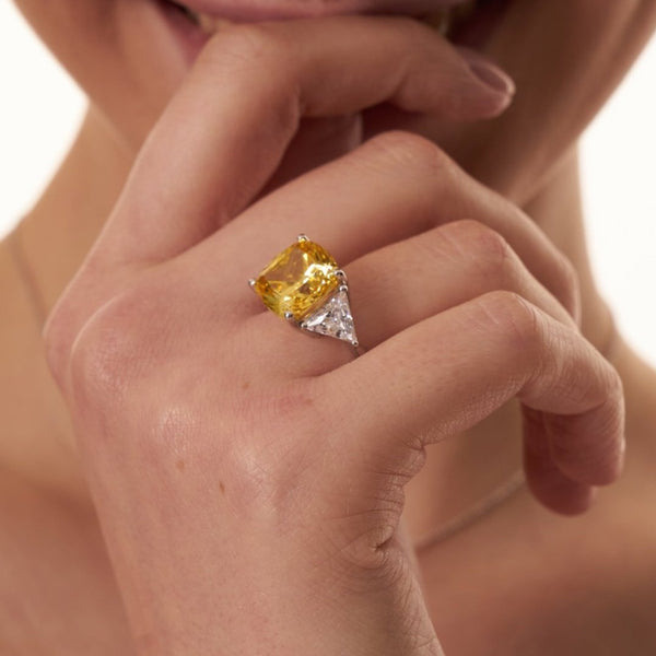 Cushion Cut Karolina White Silver Ring