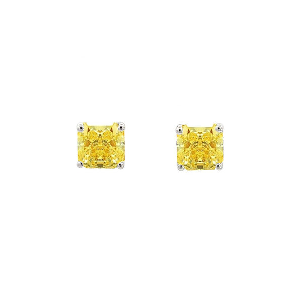 Fine Asscher Cut Silver Stud Earrings 8x8 mm