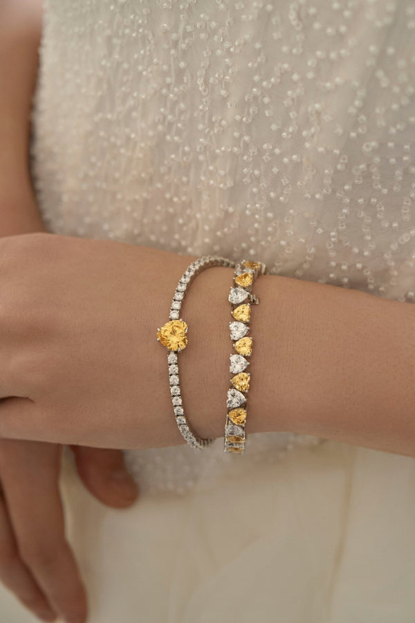 Heart Shaped Silver Tennis Bracelet