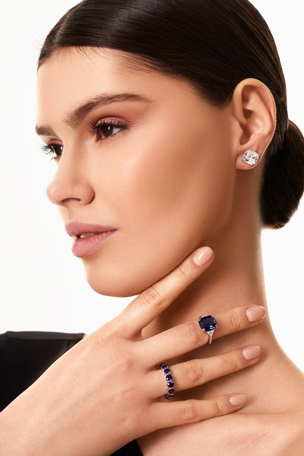 Elongated Cushion Cut Karolina White Silver Ring