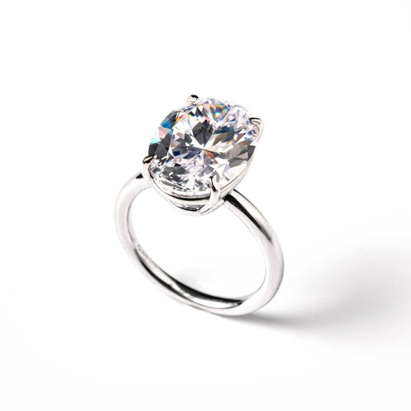 Oval Cut Silver Ring 14x10mm