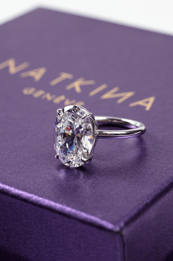 Oval Cut Silver Ring 14x10mm