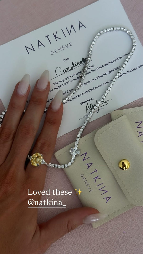 Oval Centred Tennis Silver Necklace