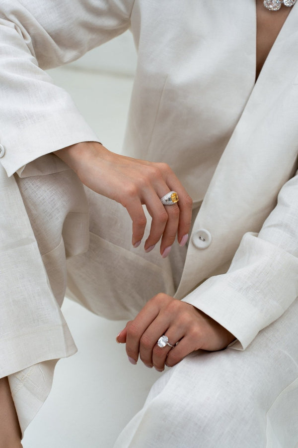 Oval Cut Silver Ring 14x10mm