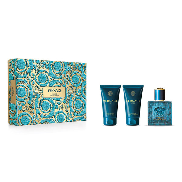 Versace Eros Gift Set | EdT 50ml + After Shave Balm 50ml + Hair & Body Shampoo 50ml | Men