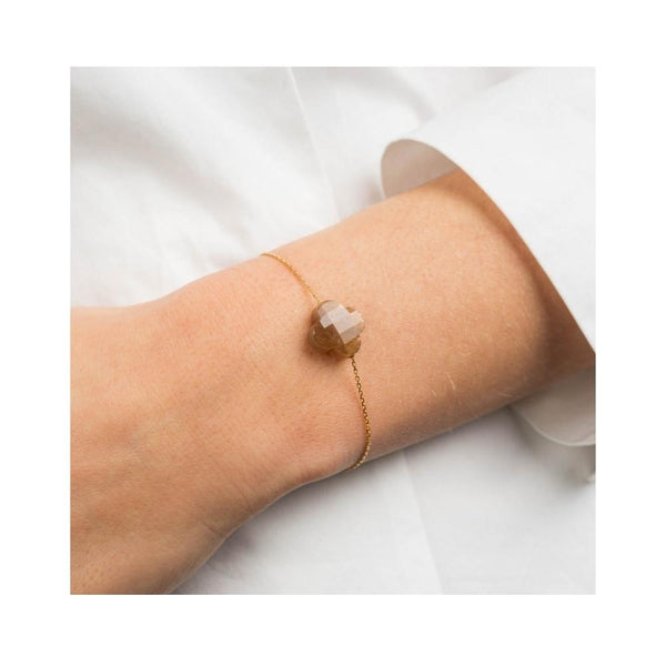 Yellow Gold Clover Bracelet | Sunstone