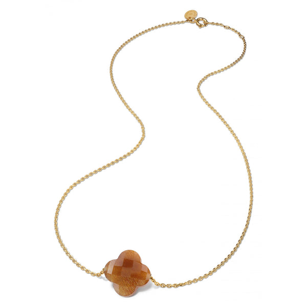 Yellow Gold Trefle Necklace | Sunstone