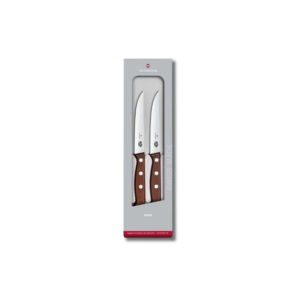 Wood steak knife set, 2 pieces