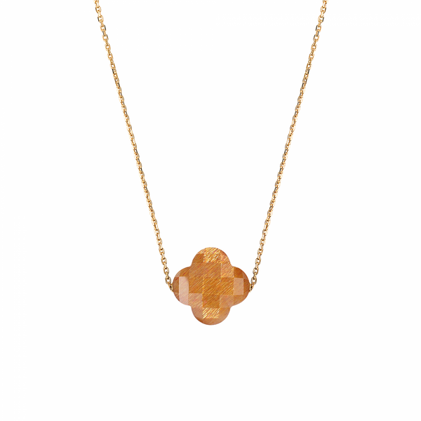Yellow Gold Trefle Necklace | Sunstone