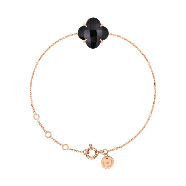 Victoria Clover Bracelet | Pink Gold | Onyx