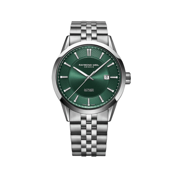 Freelancer Men's Automatic Green Dial Stainless Steel Bracelet Watch | 42mm
