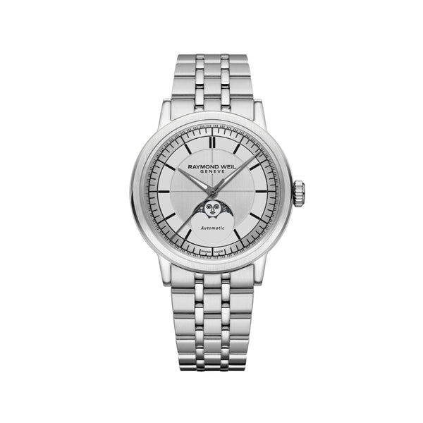 Millesime Automatic Moon Phase Silver Dial Watch | 39.5mm