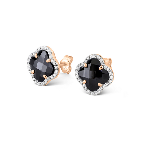 Earrings Victoria | Rose Gold | Onyx + Diamonds