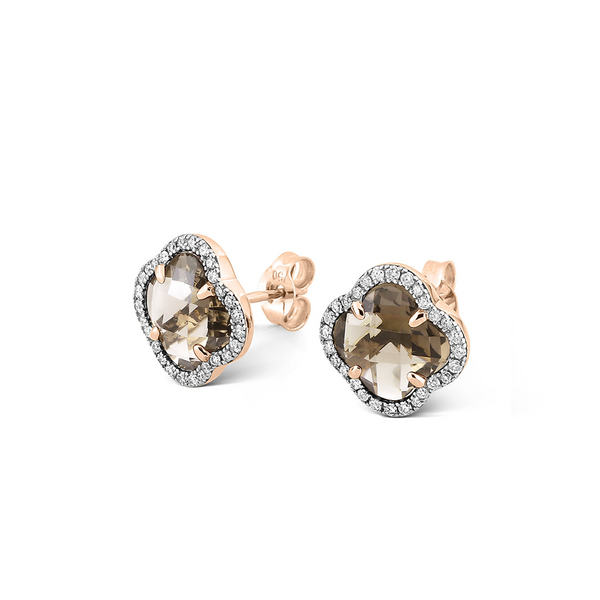 Earrings Victoria | Diamond Rose Gold | Smoky Quartz + Diamonds