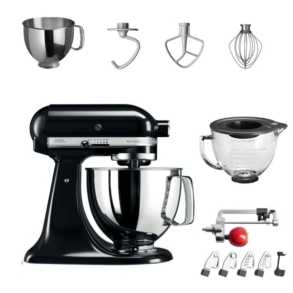 KSM135 Black SWISS GARANTIE + Glass Bowl + Vegetable Slicer