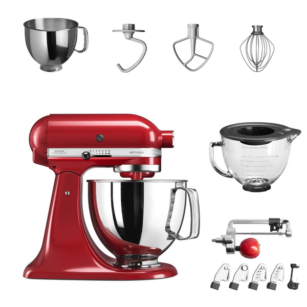 KSM135 Red SWISS GARANTIE + Glass Bowl + Vegetable Slicer