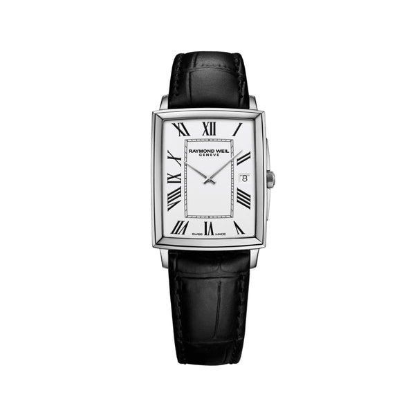 Toccata Men's Classic Rectangular Stainless Steel Leather Watch | 37 x 29mm