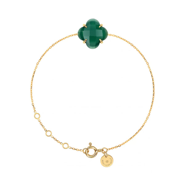 Victoria Clover Bracelet | Yellow Gold | Green Agate