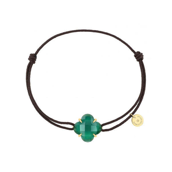 Victoria Clover Bracelet String | Yellow Gold | Green Agate