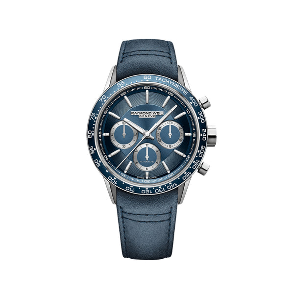 Freelancer Men's Automatic Chronograph Blue Leather Watch | 43.5mm