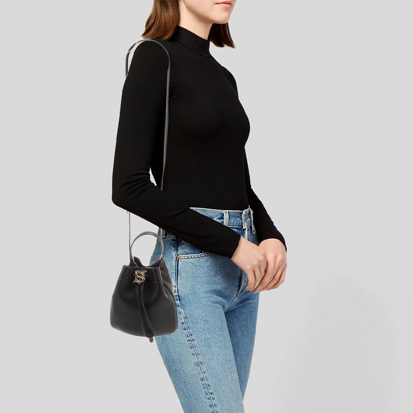 Mini Drawstring Bucket Bag | Black