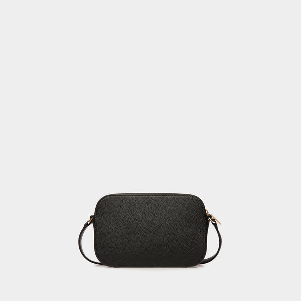 Lock Me | WoSmall Crossbody Bag in Black Grained Leather