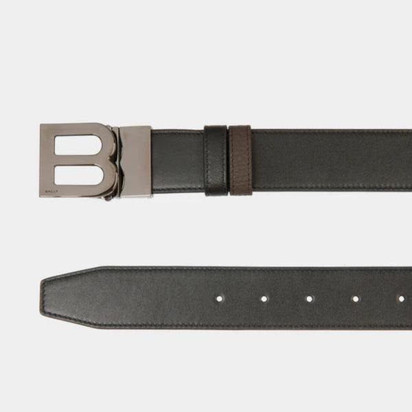 B Logo 35mm | Reversible And Adjustable Belt in Black And Ebano Leather