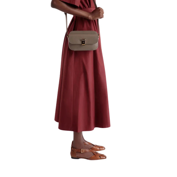 Lock Me | WoSmall Crossbody Bag in Taupe Grained Leather