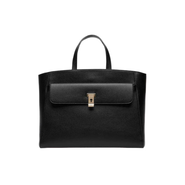Lock Me | WoTote Bag In Black Grained Leather