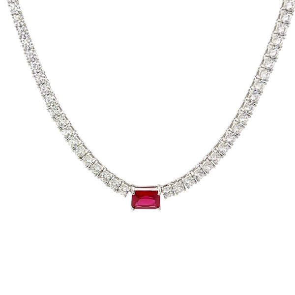 Classic Baguette Center Silver Choker