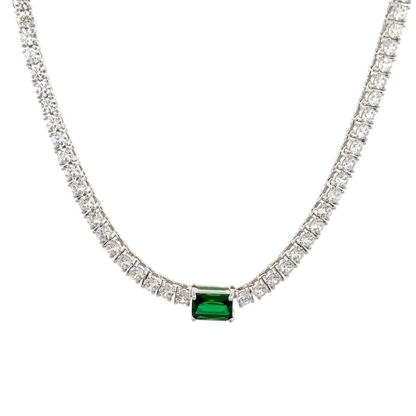 Classic Baguette Center Silver Choker