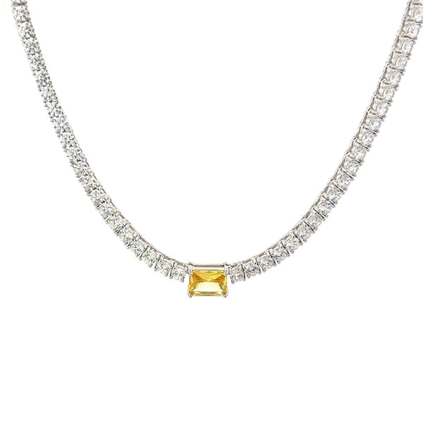 Classic Baguette Center Silver Choker