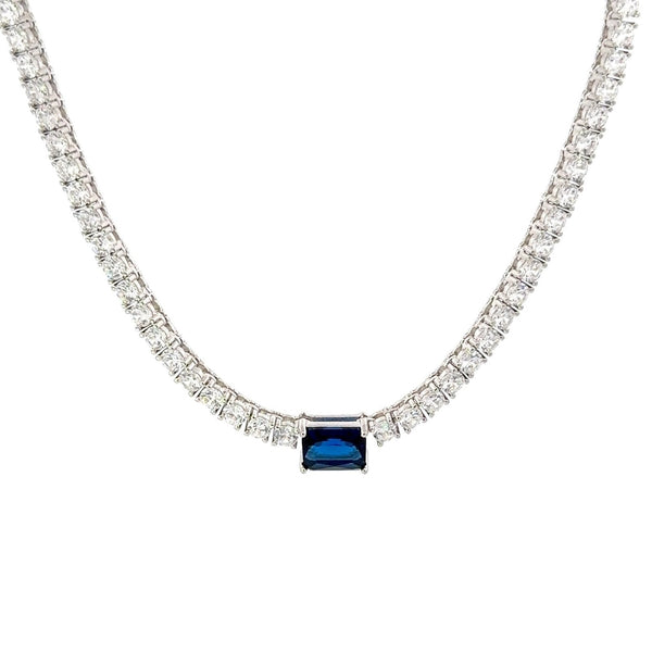 Classic Baguette Center Silver Choker