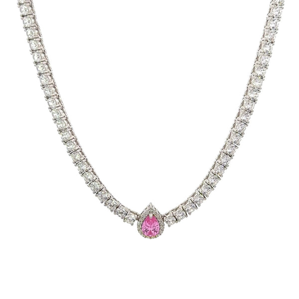 Classic Pear Center Tennis Silver Choker