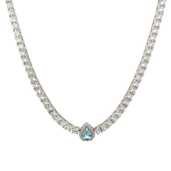 Classic Pear Center Tennis Silver Choker