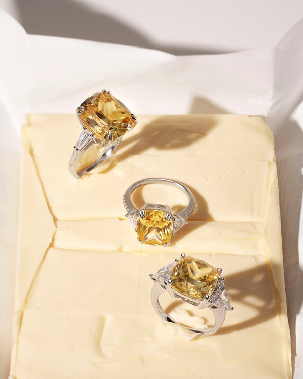 Cushion Cut Karolina White Silver Ring