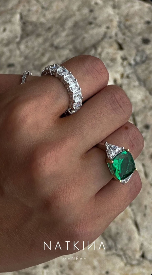 Cushion Cut Karolina White Silver Ring