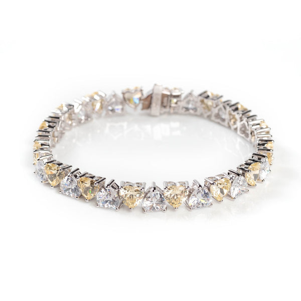 Heart Shaped Silver Tennis Bracelet