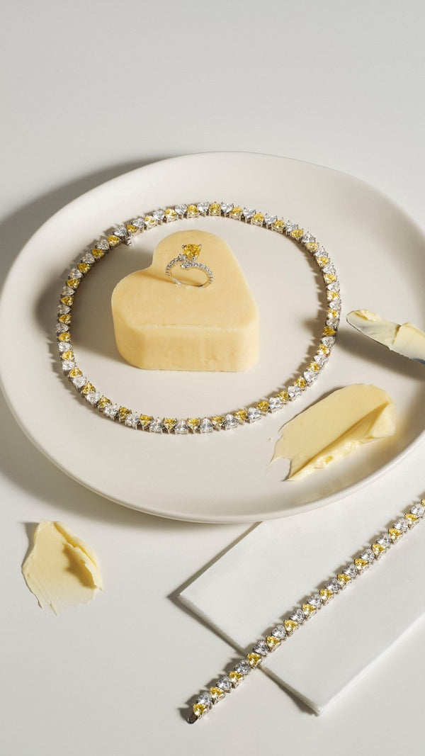 Heart Shaped Silver Tennis Bracelet