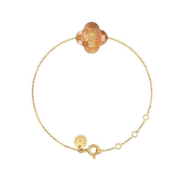 Yellow Gold Clover Bracelet | Sunstone