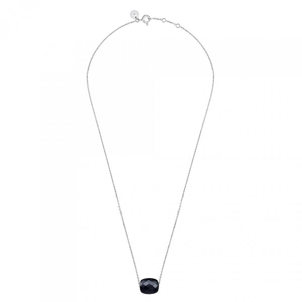 White Gold Cushion Necklace | Onyx