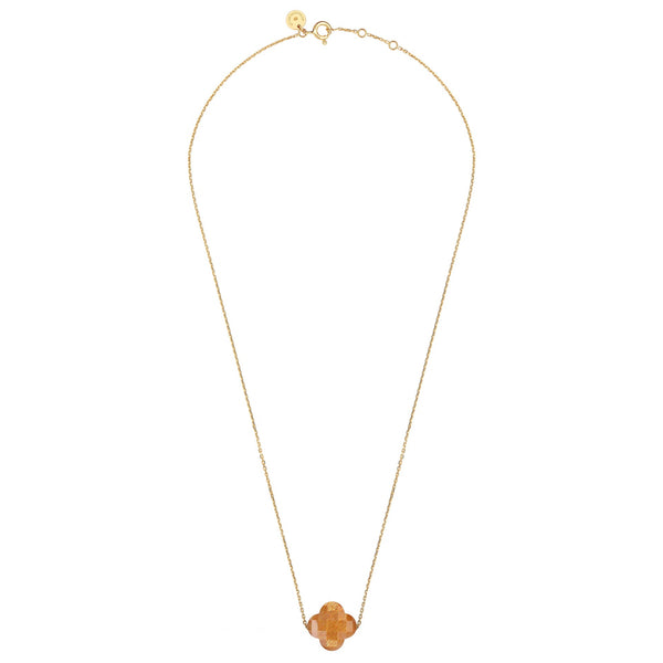 Yellow Gold Trefle Necklace | Sunstone