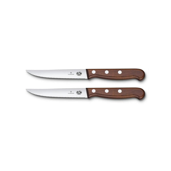 Wood steak knife set, 2 pieces