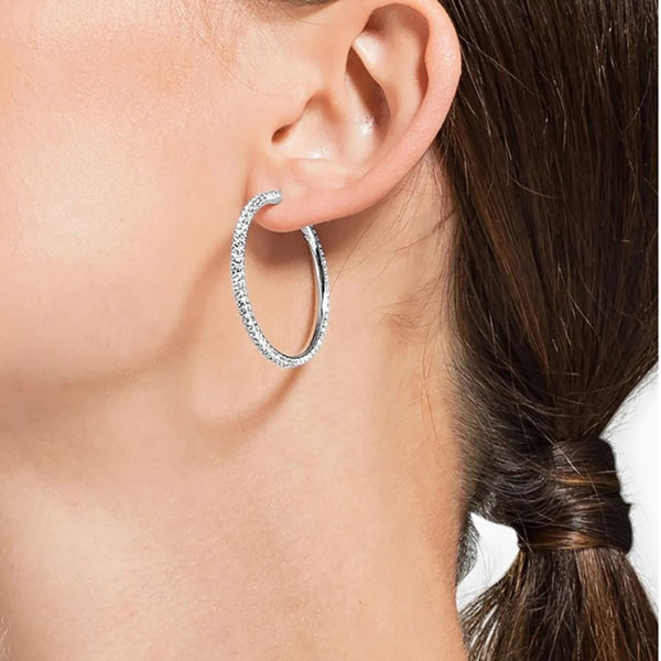 Stone Pierced Earrings Hoop